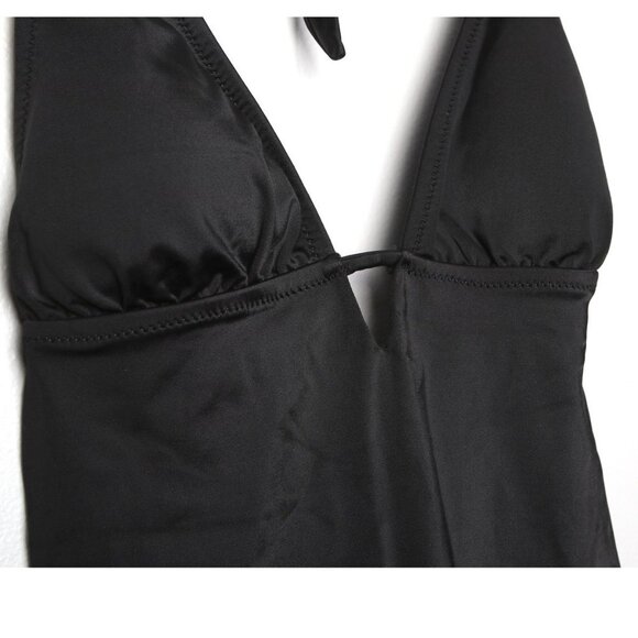 PHAX Halter Tankini Swimsuit Bikini Top Tie V-Neck Stretch Black NEW - Picture 4 of 8